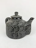 Mexican Talavera Style Tea Pot Coffee Pot Black- Tetera Barro Engobe