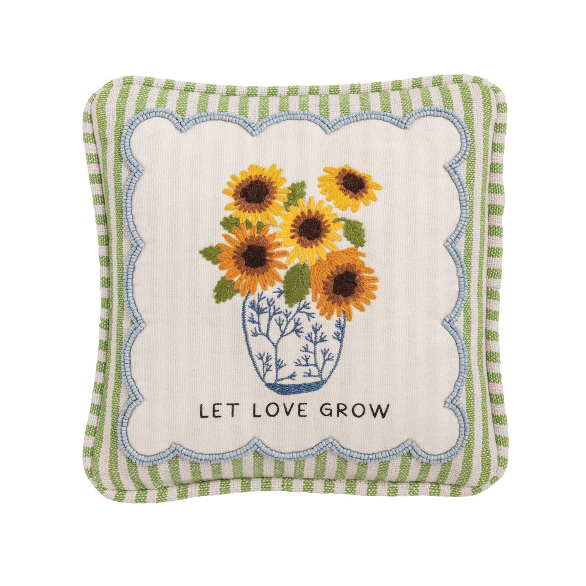 Embroidered Floral Mini Accent Pillow
