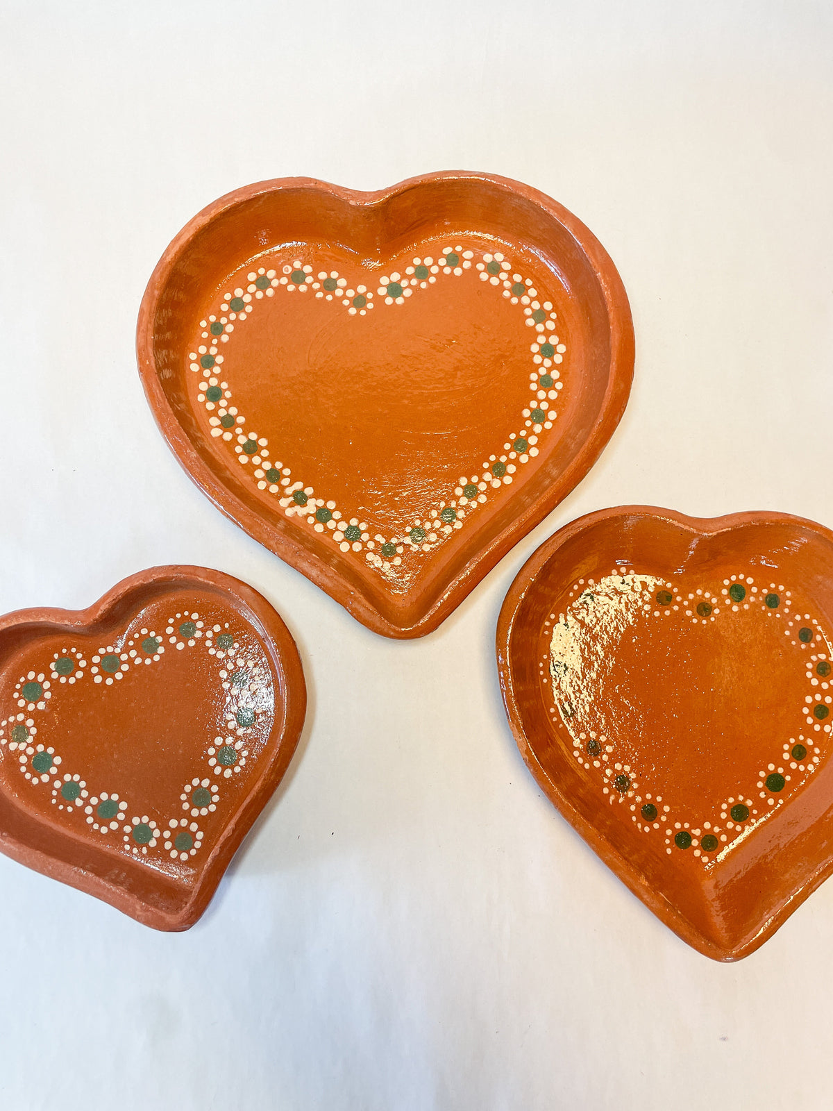 Traditional Mexican Clay Heart Plate Set of 2 - Plato Corazon Barro