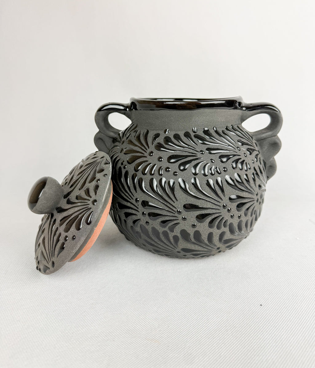 Black Talavera Style Clay Pot Not for Cooking - Olla Bombonera Engobe