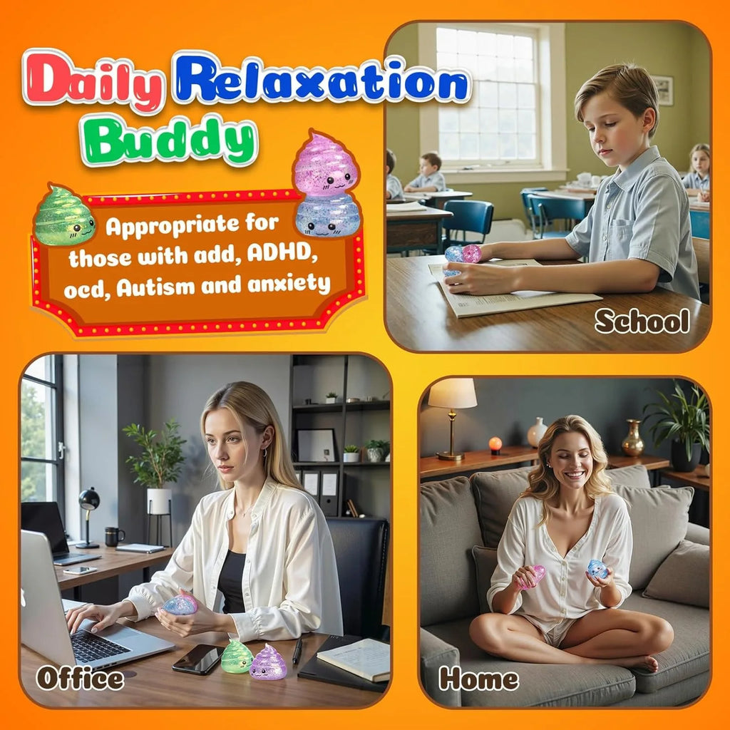 Squishy Poo Stress Ball | Novelty Glitter Fidget Toy for Stress Relief