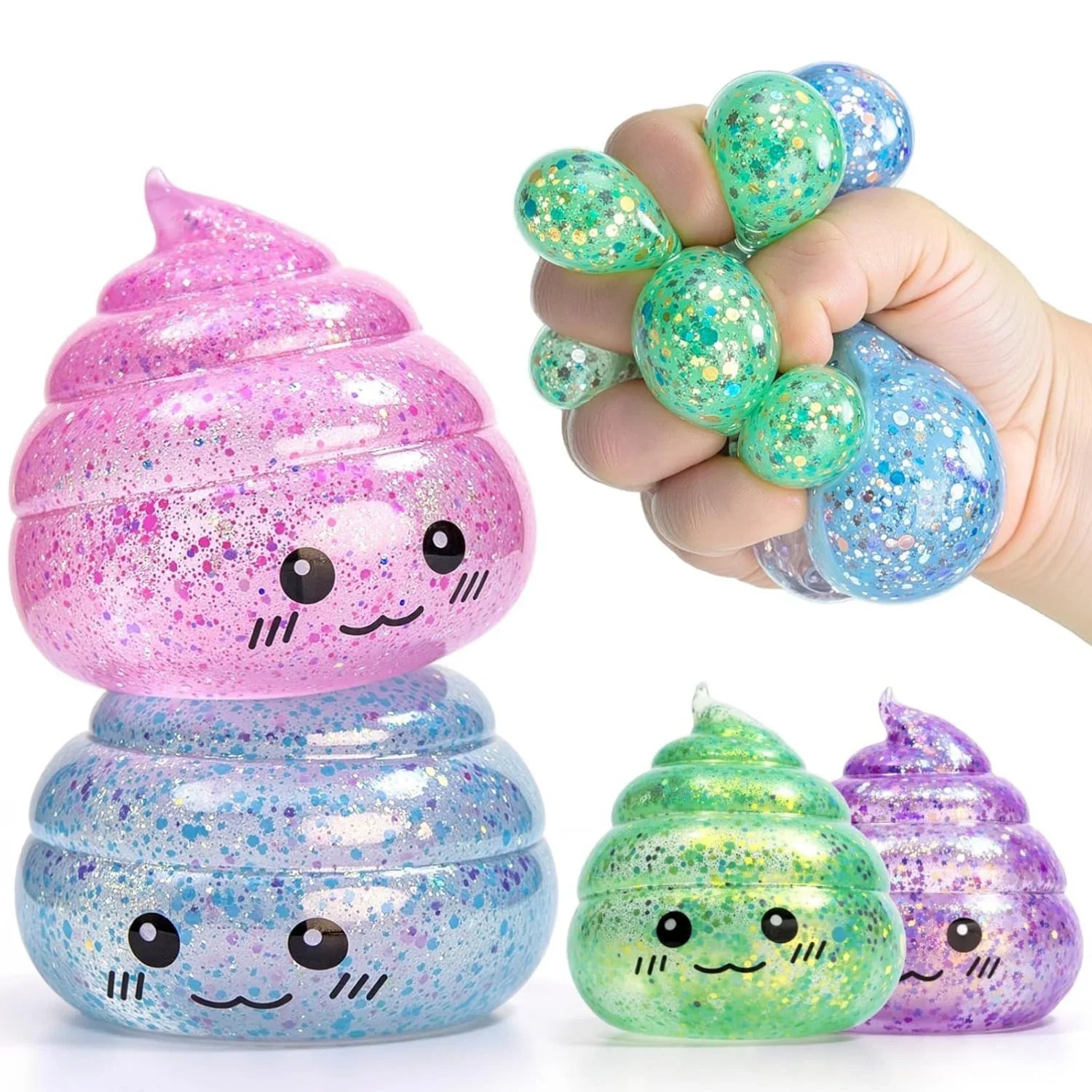 Squishy Poo Stress Ball | Novelty Glitter Fidget Toy for Stress Relief