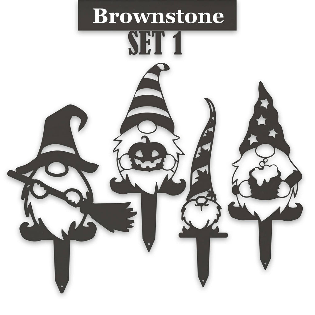 Gnome Fall Halloween Set - 4 Metal Yard Signs