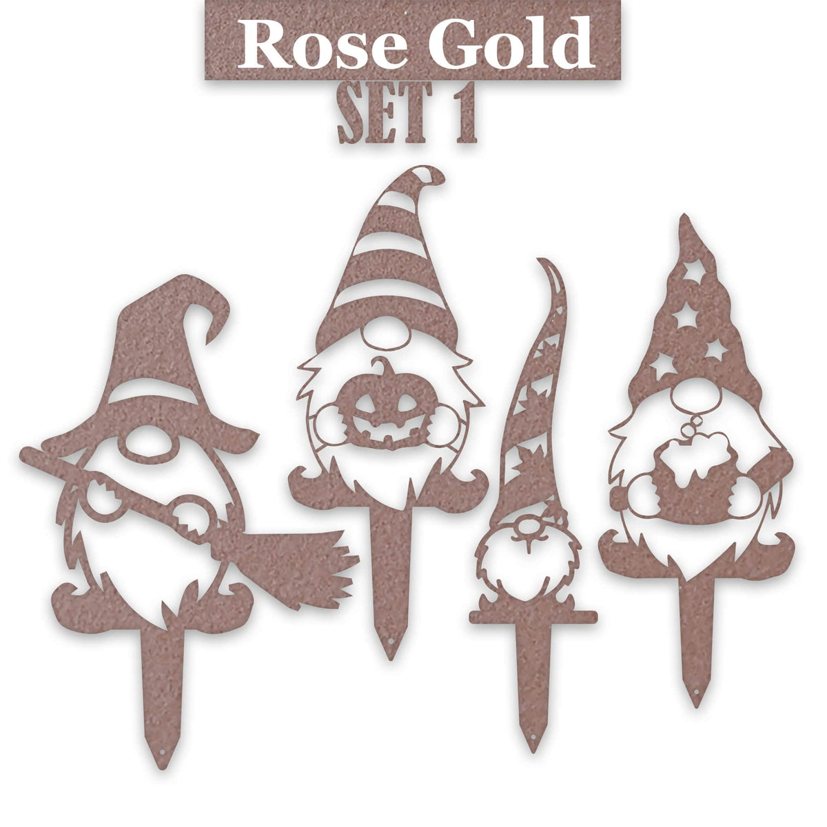 Gnome Fall Halloween Set - 4 Metal Yard Signs