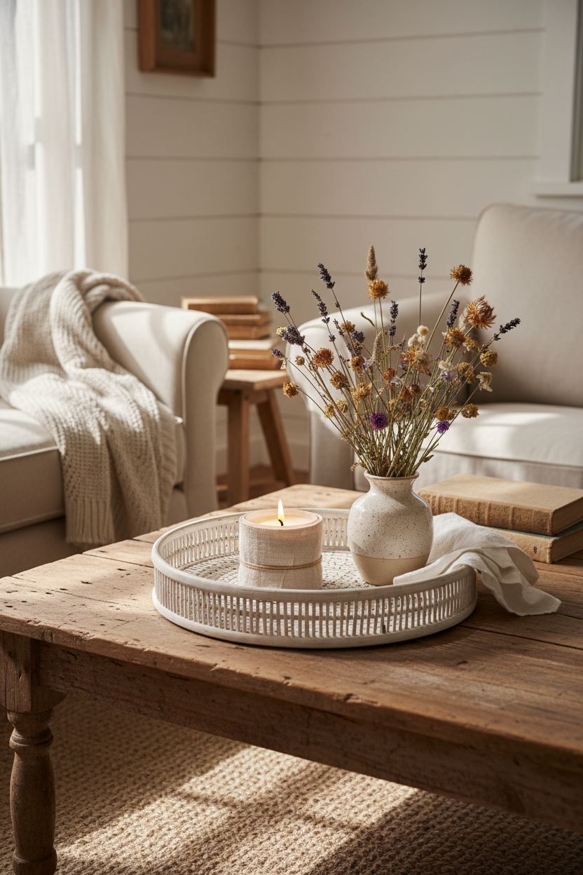 Round Rattan Tray Lifestyle