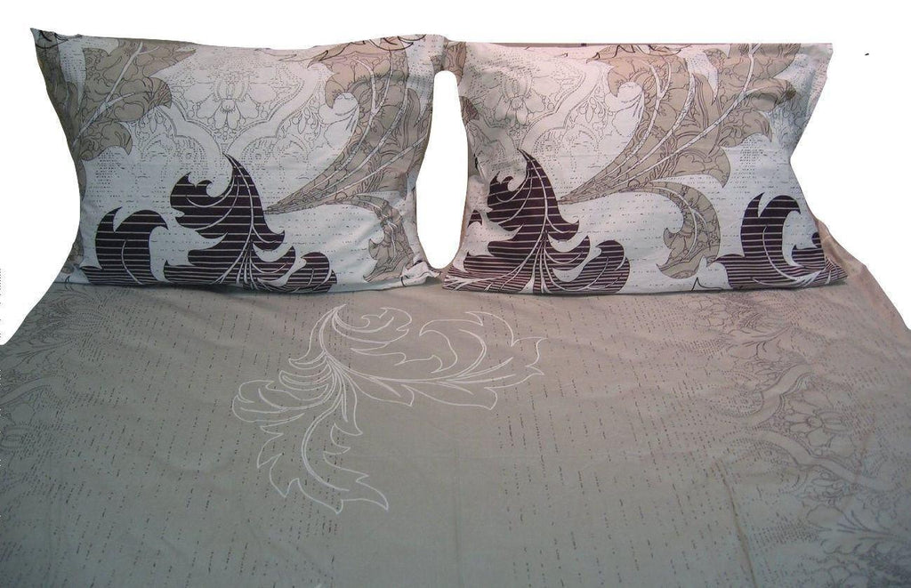 DaDa Bedding Jacquard Paisley Floral Leaves Flat Sheet & Pillow Cases Set - Twin 2-Pieces (FS8197)